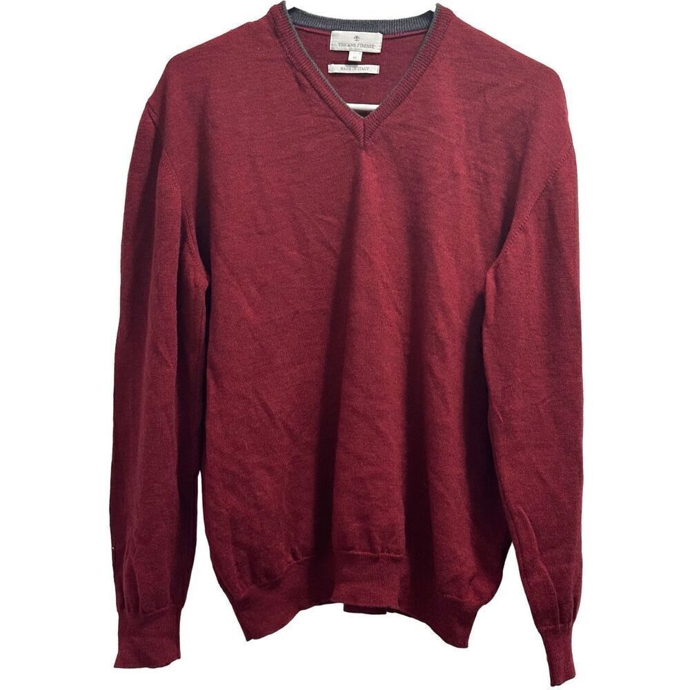 Men's Toscano Firenze Pure Merino Wool V Neck Sweater Size Extra Large